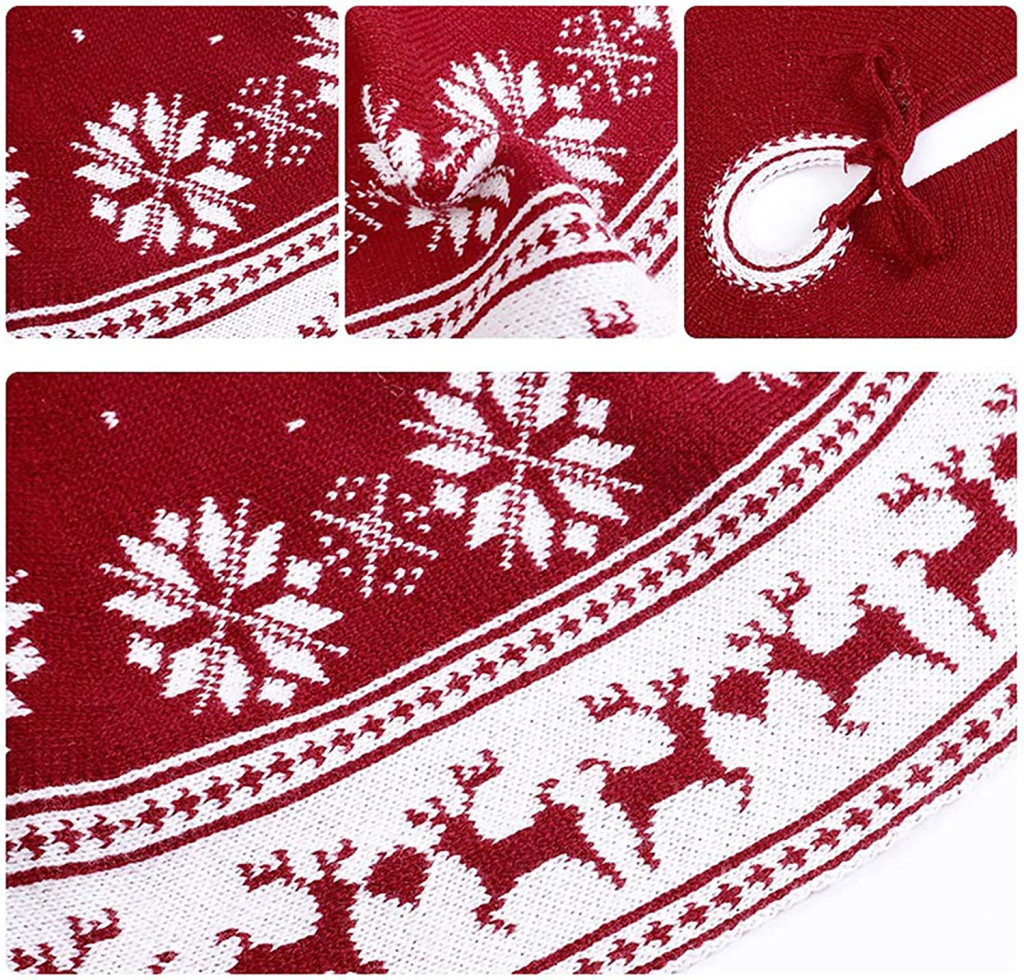 Knitted Tree Skirt with Nordic Elk & Snowflake Patterns