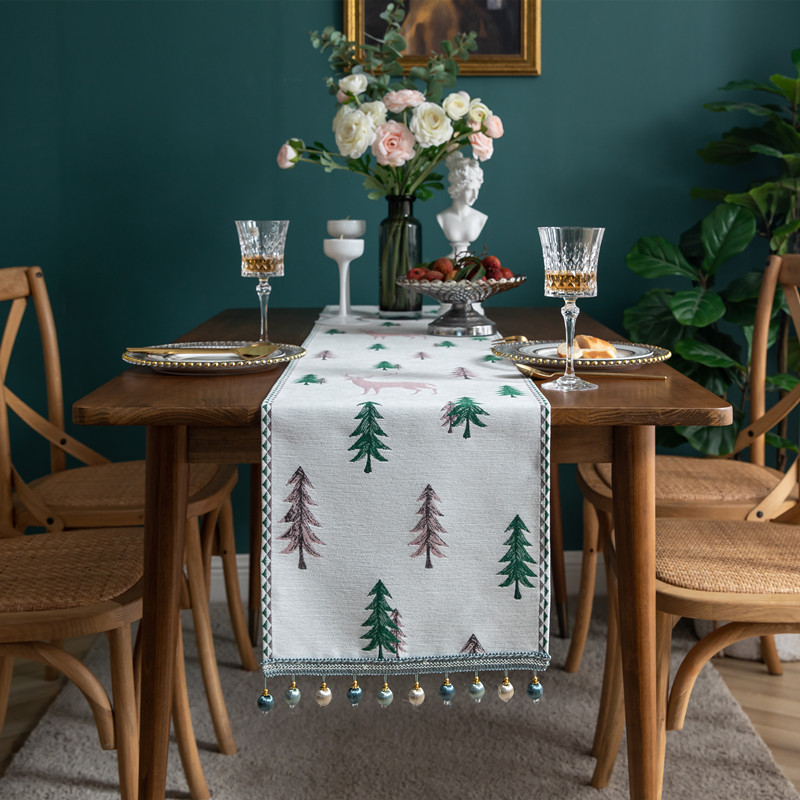 Reindeer in Pine Forest Table Runner