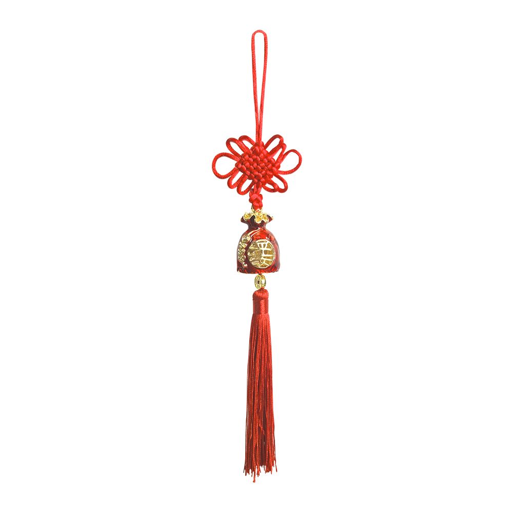 Gold Bag Charm with Red Tassel