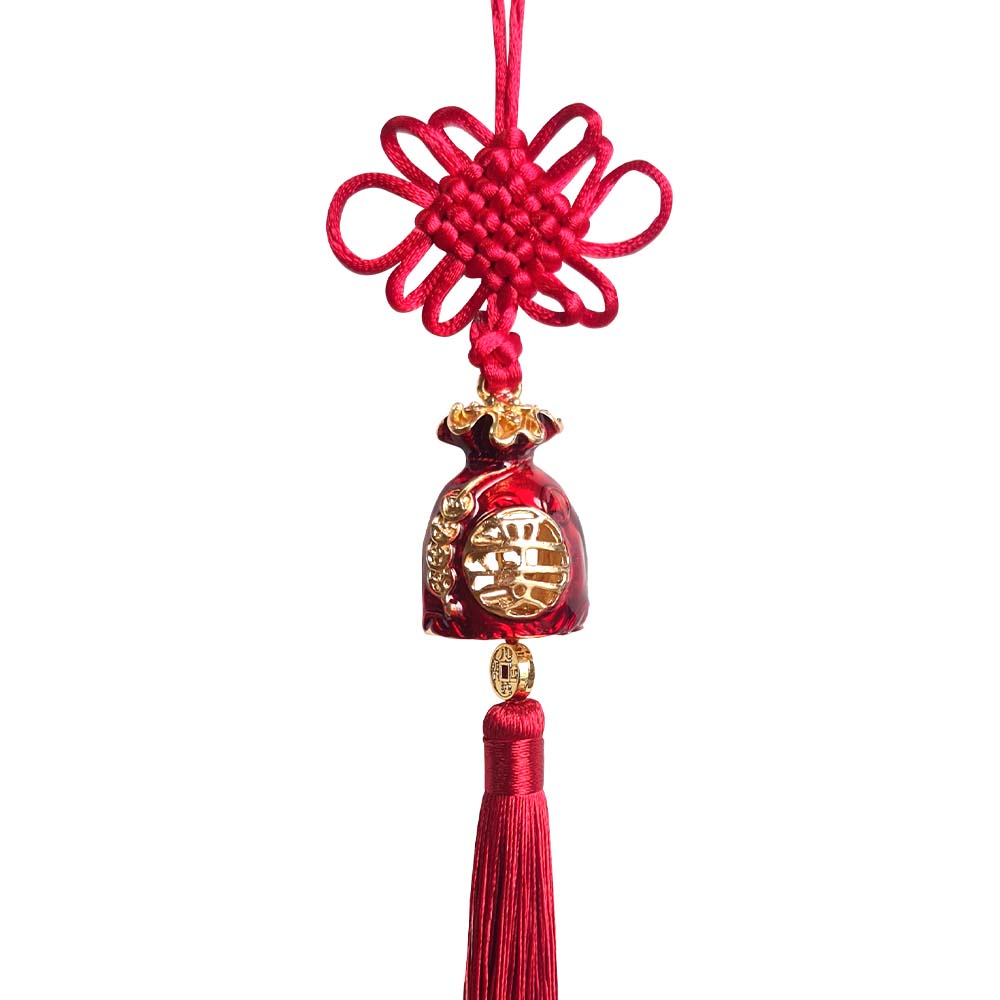Gold Bag Charm with Red Tassel