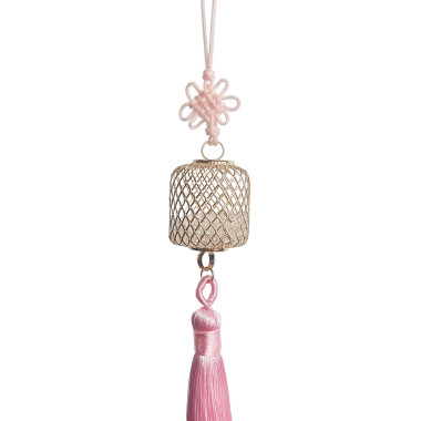 Blue White Ceramic Ginger Jar Charm with Red Tassel – Design 10