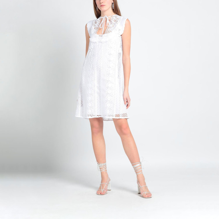 Đầm Ren Crochet Màu Trắng – Hiệu Alberta Ferretti (Ý)