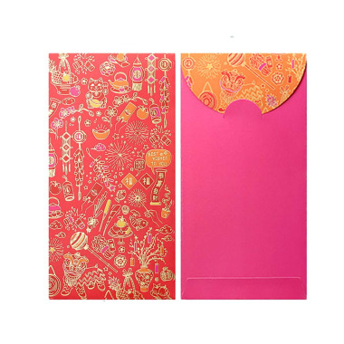 Set of 6 High Quality 160gsm Paper Red Packets with Pomegranate & Birds