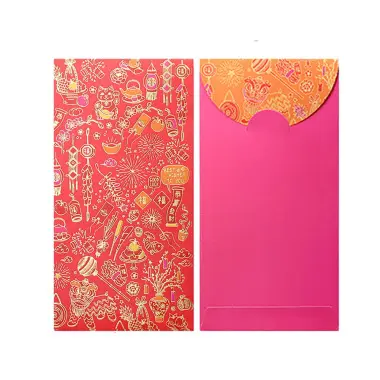 Set of 6 High Quality 160gsm Paper Red Packets with Pomegranate & Birds