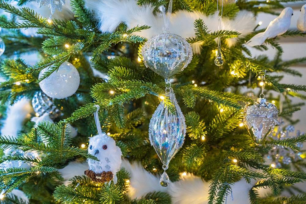 Silver Sequin Tiered Accent Ornaments, Set of Three