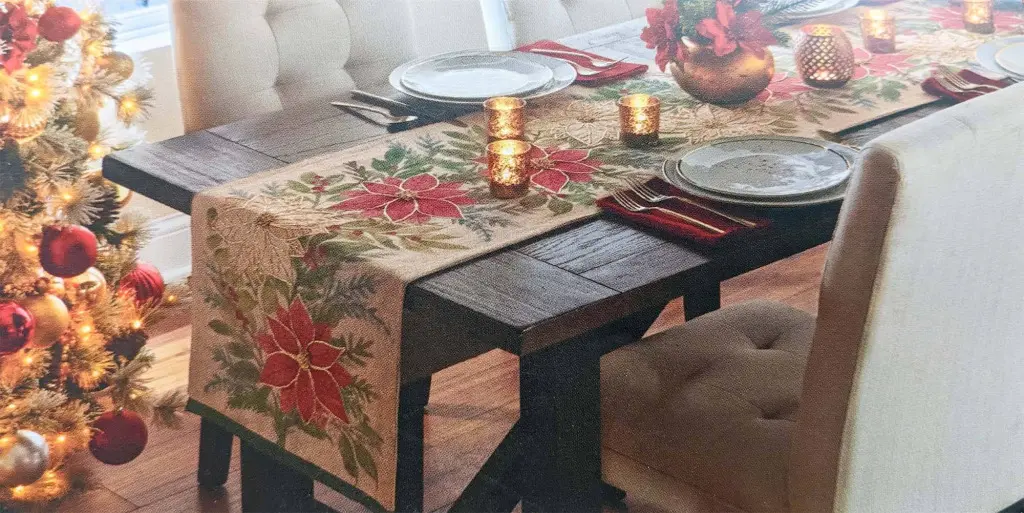 Table runner with Poinsettia Embroidery – Cynthia Rowley