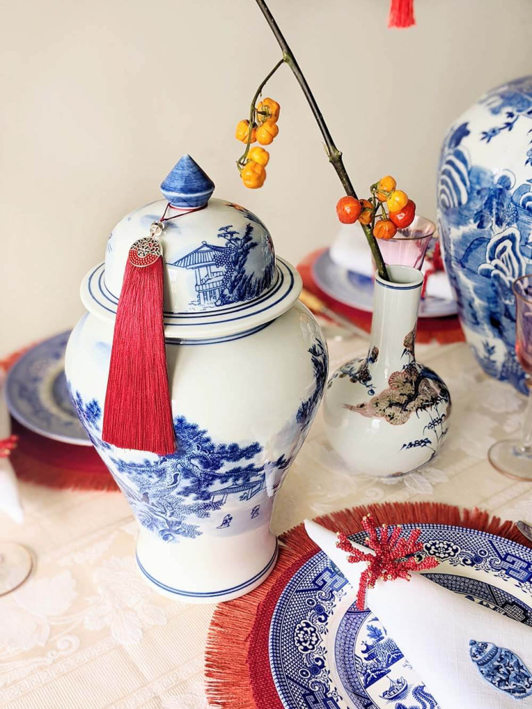 Blue White Chinoiserie with Old Town Scenery Ginger Jar 34cm