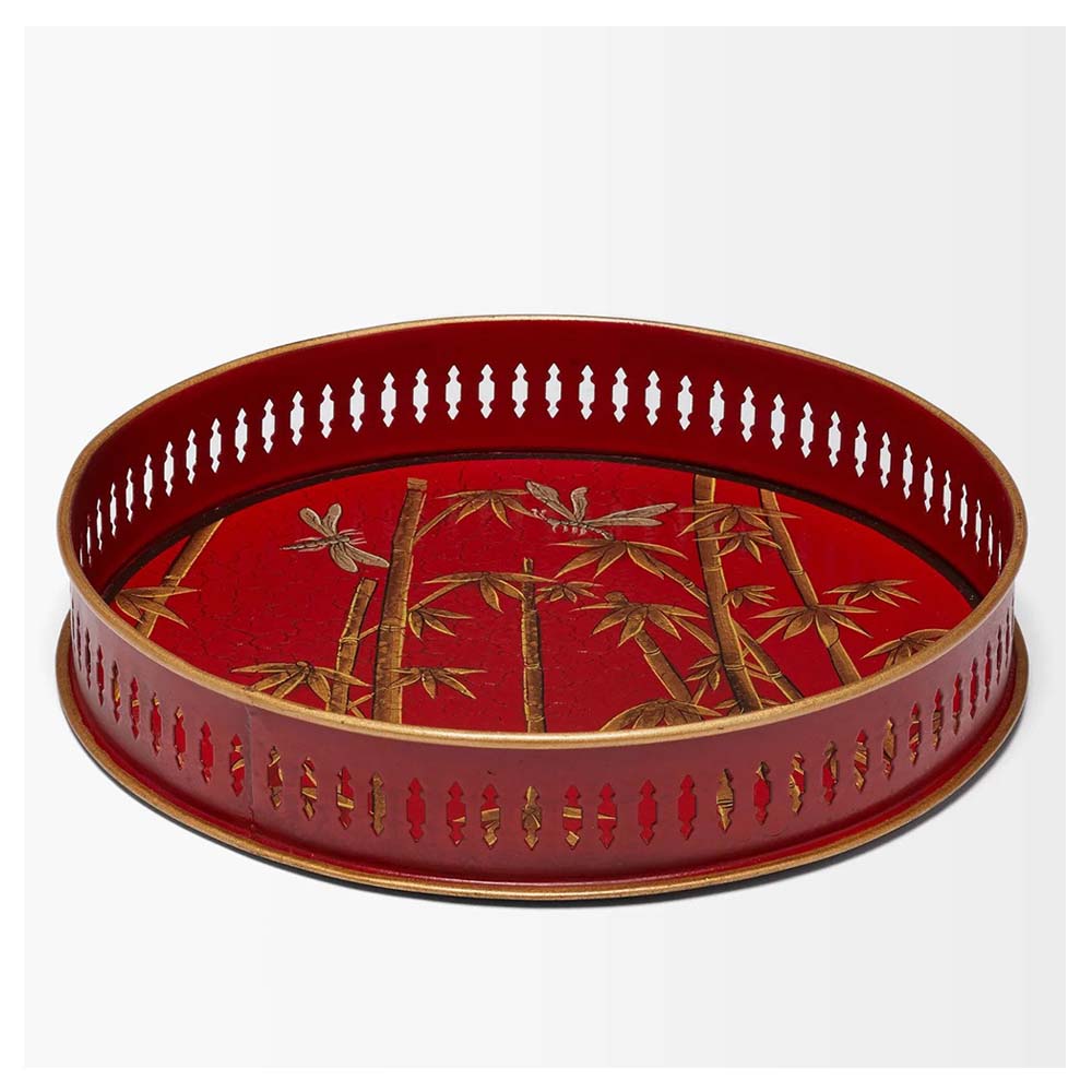 Les Ottomans Hand-painted Bamboo Motif Tray