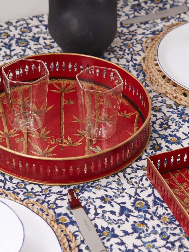 Les Ottomans Hand-painted Bamboo Motif Tray