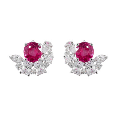 Nhẫn Spinel Hồng & Kim Cương Nhân Tạo – Hiệu Leman Jewelry