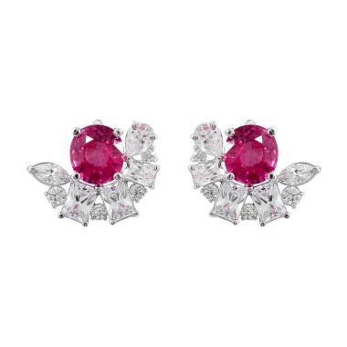 Nhẫn Spinel Hồng & Kim Cương Nhân Tạo – Hiệu Leman Jewelry
