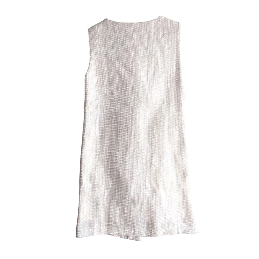 Áo Đầm Viền Sò Điệp Vải Linen Trắng Dày – Hiệu La Maison Chouette