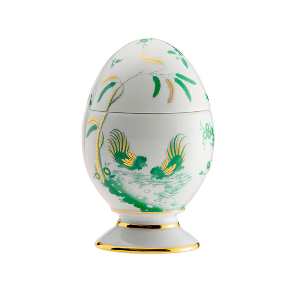 Ginori 1735 Oro di Doccia Giada Decorative Porcelain Egg 13.5cm