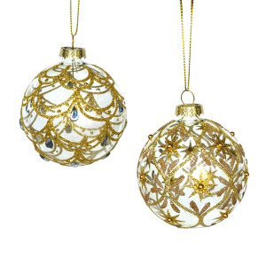 Clear and Gold Royal Glass Balls – Set of 6