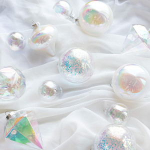 Set of 36pcs Iridescent Shatterproof Christmas Tree Ornaments