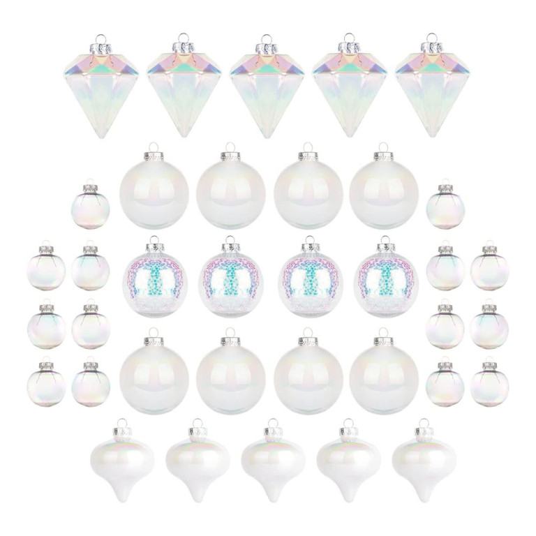 Set of 36pcs Iridescent Shatterproof Christmas Tree Ornaments