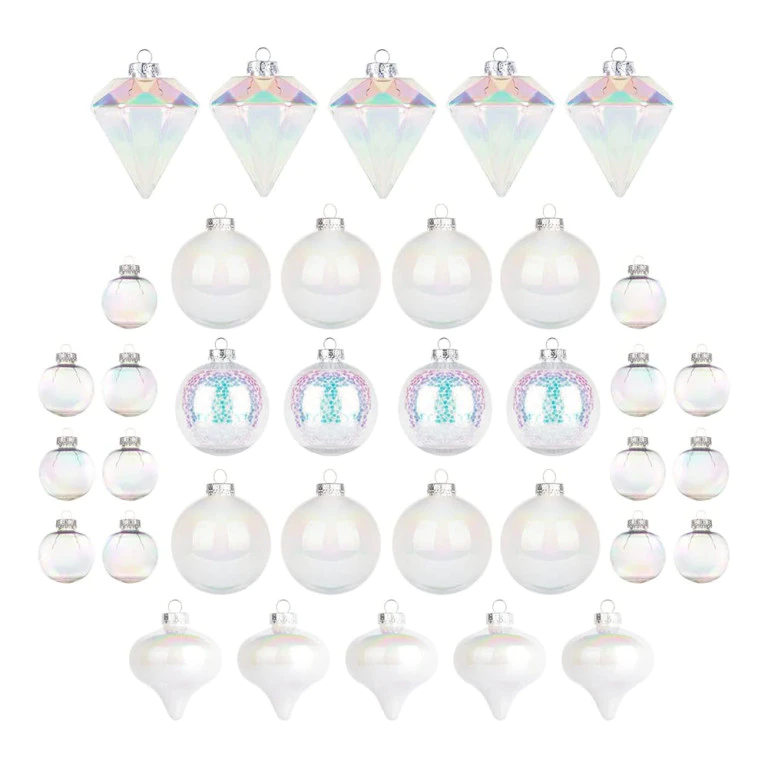 Set of 36pcs Iridescent Shatterproof Christmas Tree Ornaments