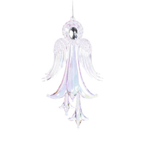 Clear Iridescent Acrylic Angel Christmas Ornament