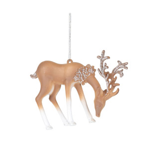 Brown Glitter Reindeer Christmas Ornament