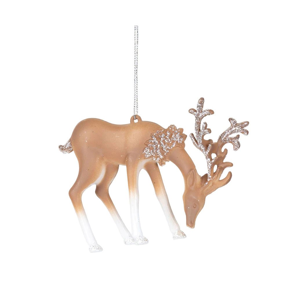Brown Glitter Reindeer Christmas Ornament