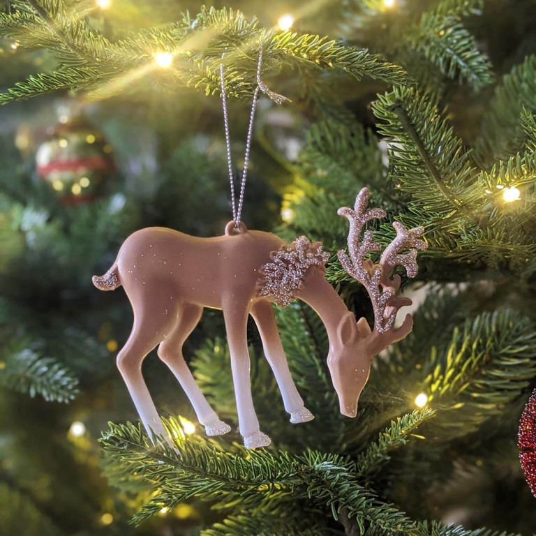 Brown Glitter Reindeer Christmas Ornament