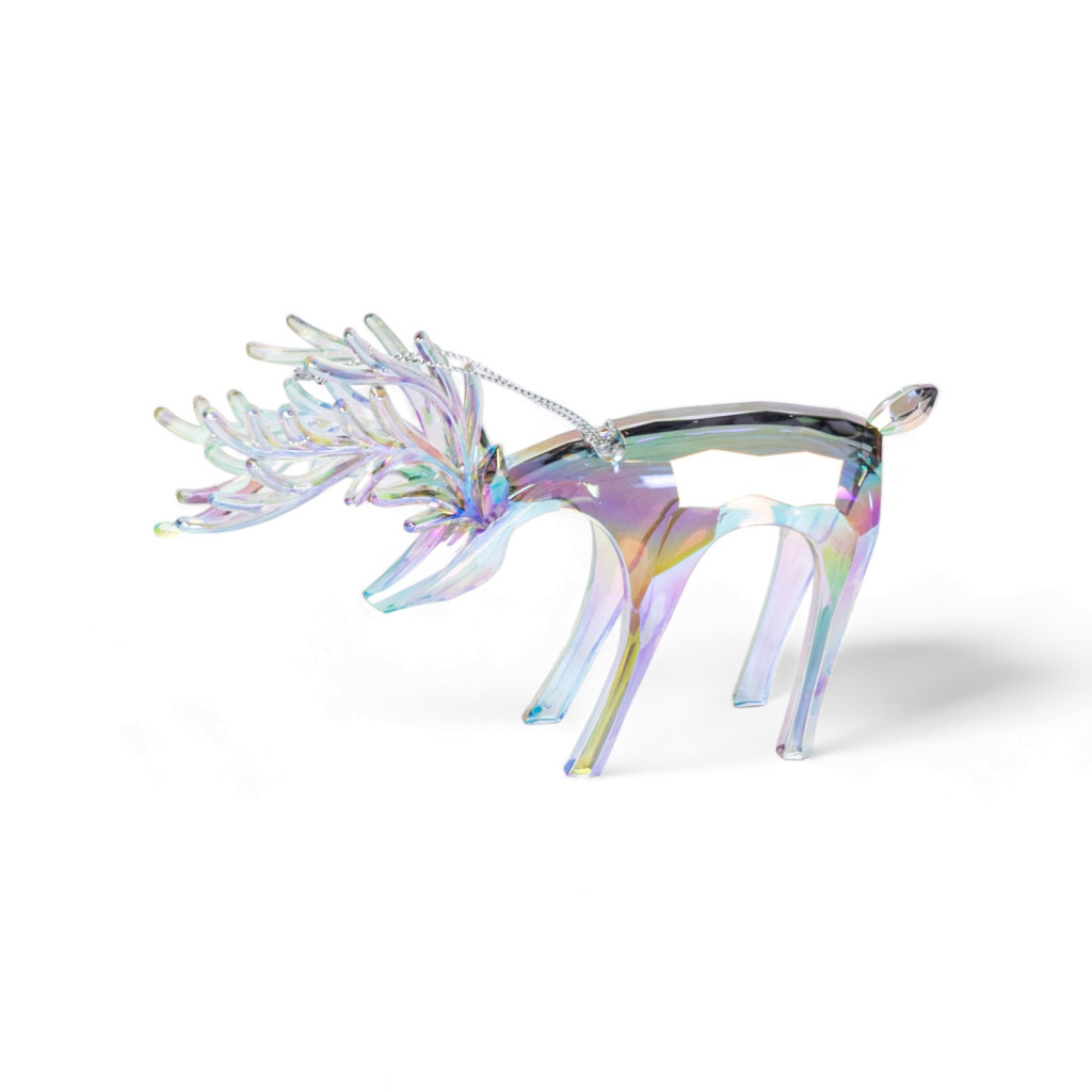 Set of 2 Iridescent Reindeer Christmas Ornaments