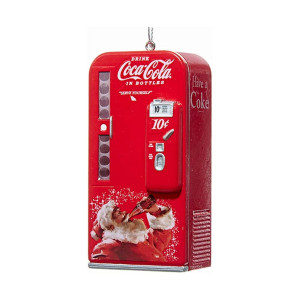 Vintage Coca Cola Vending Machine with Santa Claus Christmas Ornament-  Kurt S. Adler