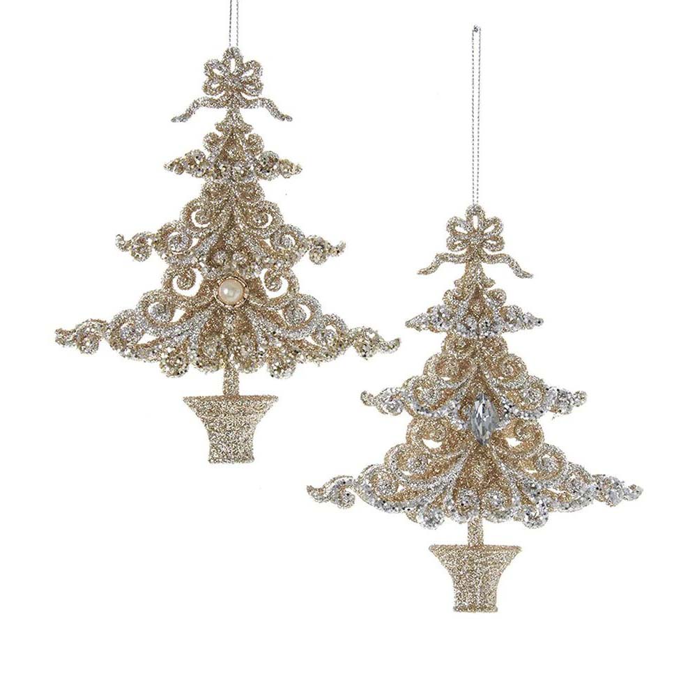 Gold & Silver Christmas Tree Ornament – Set of 2