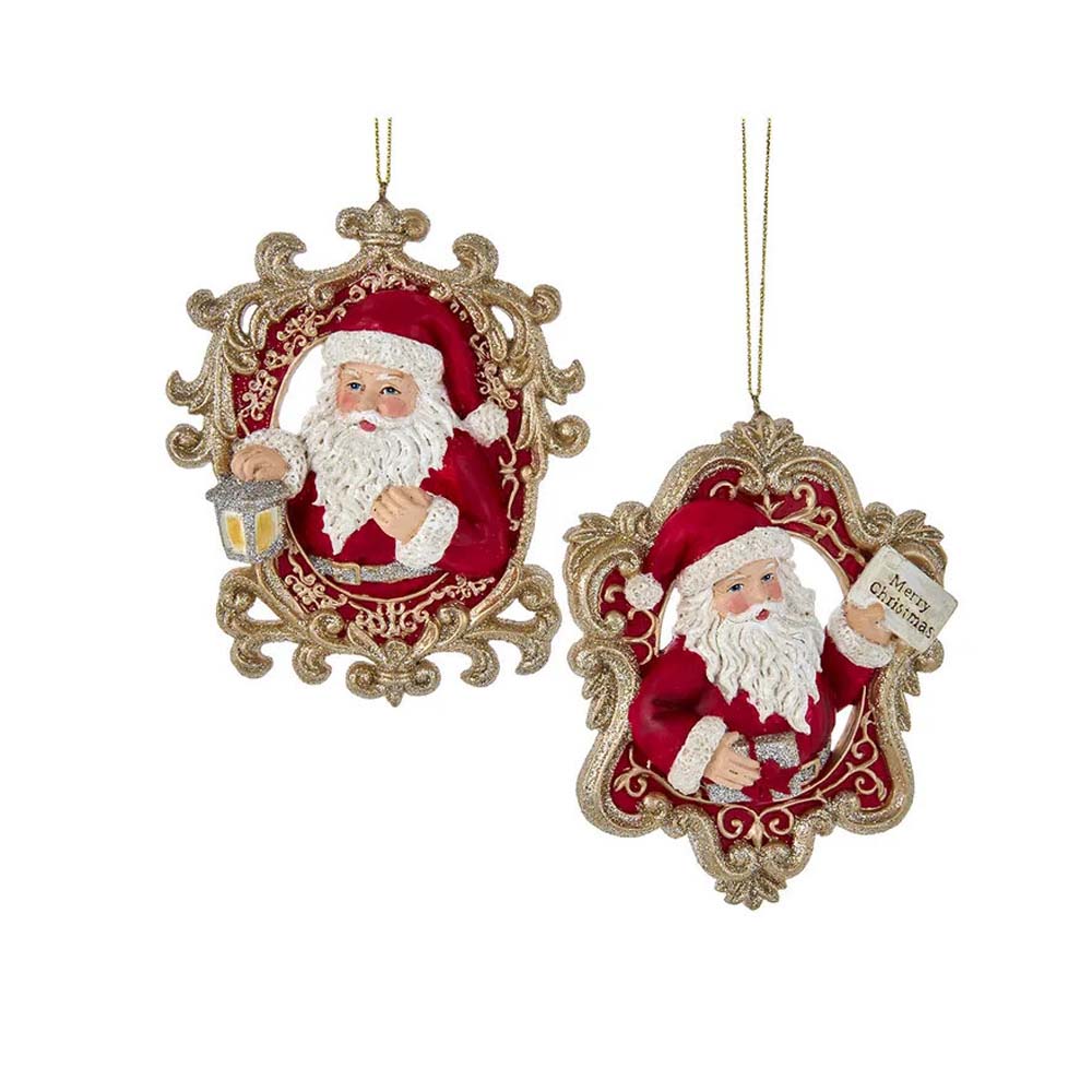 Set of 2 Regal Frame Santa Christmas Ornament – Kurt S. Adler