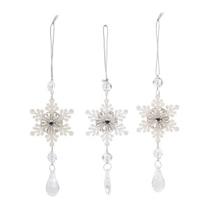 Set of 3 Clear & Silver SnowFlake Drops – Kurt S.Adler