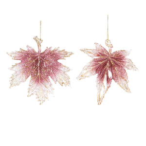 Pink Ombre Maple Leaves Ornament – Set of 2