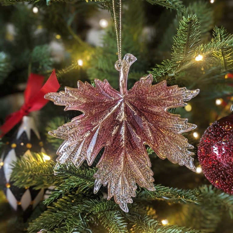 Pink Ombre Maple Leaves Ornament – Set of 2