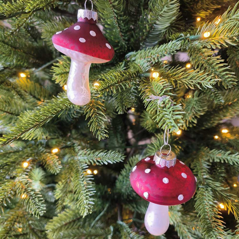 Red Mushroom Christmas Ornament – Set of 2