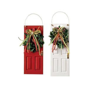 Set of 2 Red & White Christmas Doors with Wreaths – Raz Imports