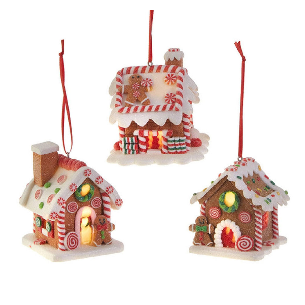 Set of 3 Gingerbread Houses with LED Design 2 – Raz Imports