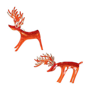 Set of 2 Red Reindeer Christmas Ornaments