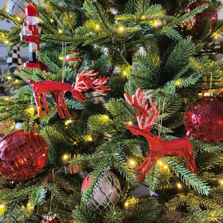 Set of 2 Red Reindeer Christmas Ornaments