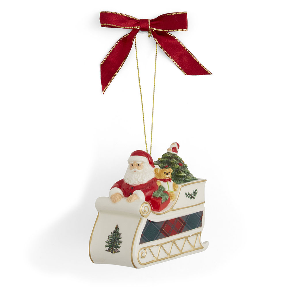 Spode Santa with Christmas Tree in Sleigh Ornament