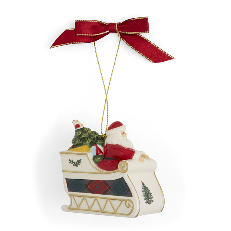 Spode Santa with Christmas Tree in Sleigh Ornament