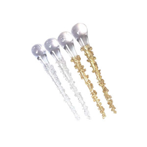Glitter Silver & Gold Acrylic Icicles Christmas Ornament- Set of 4