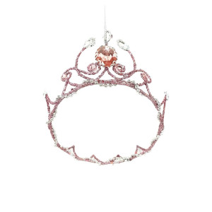 Glitter Black Pink Crown Christmas Ornament