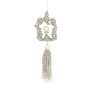 Frame with Faux Pearl and Bead Tassel Ornament