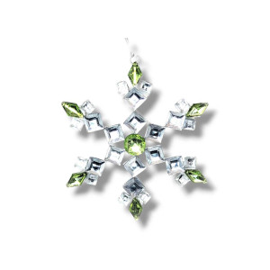 Clear & Green Snowflake Ornament