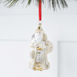 Glass Santa Claus with Gift Sack Ornament