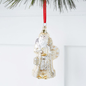Glass Santa Claus with Gift Sack Ornament