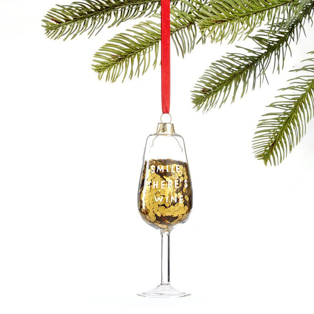Wine glass with gold sequin - Holiday Lane