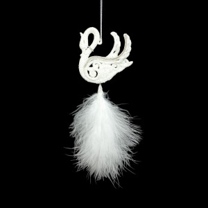Swan Ornament with Feather Christmas Ornament