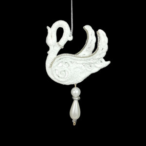 Swan Ornament with Pearls Christmas Ornament