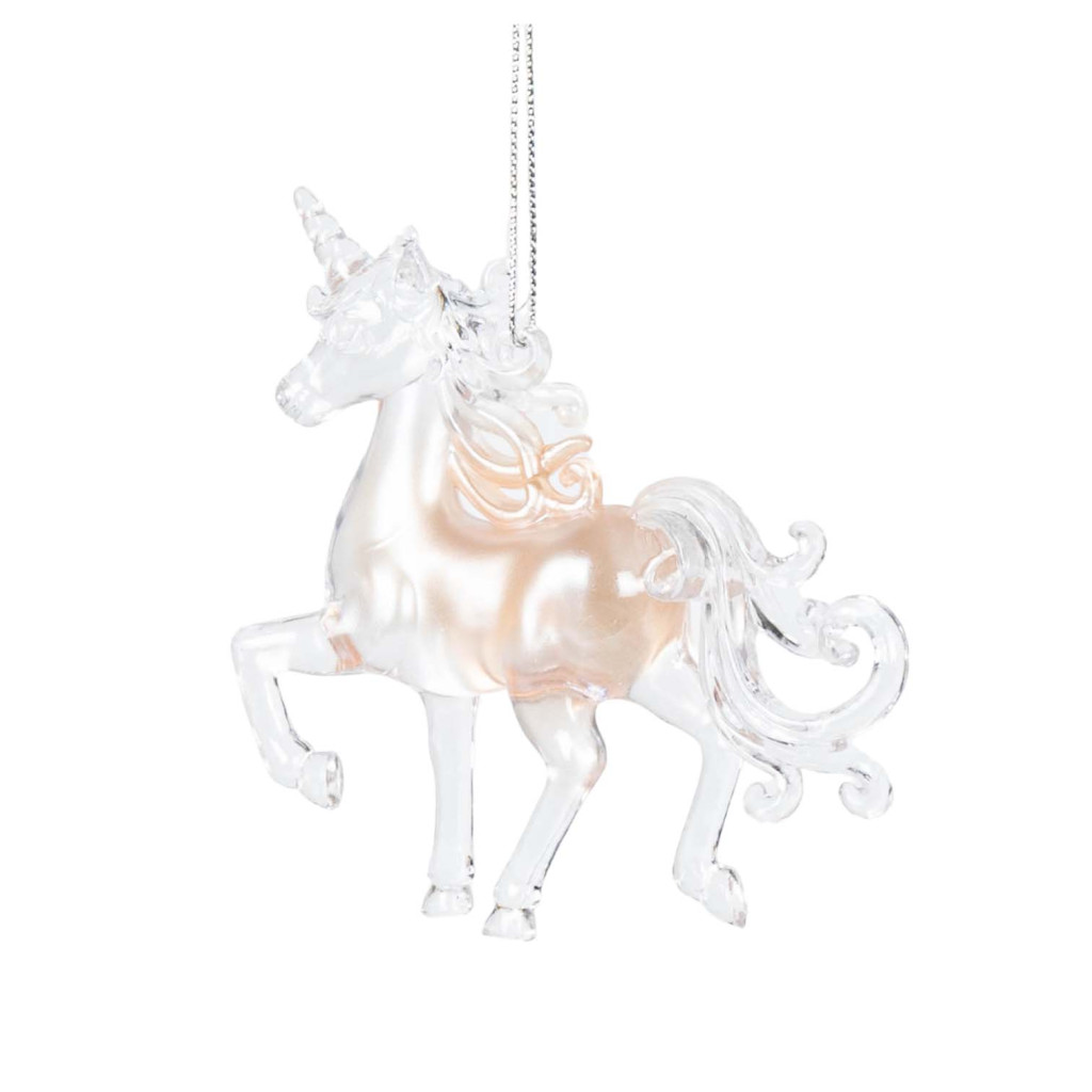 Pink & Clear Acrylic Unicorn Ornament
