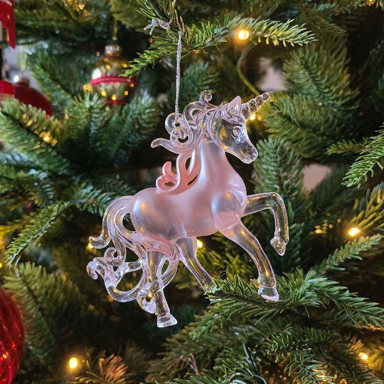 Pink & Clear Acrylic Unicorn Ornament